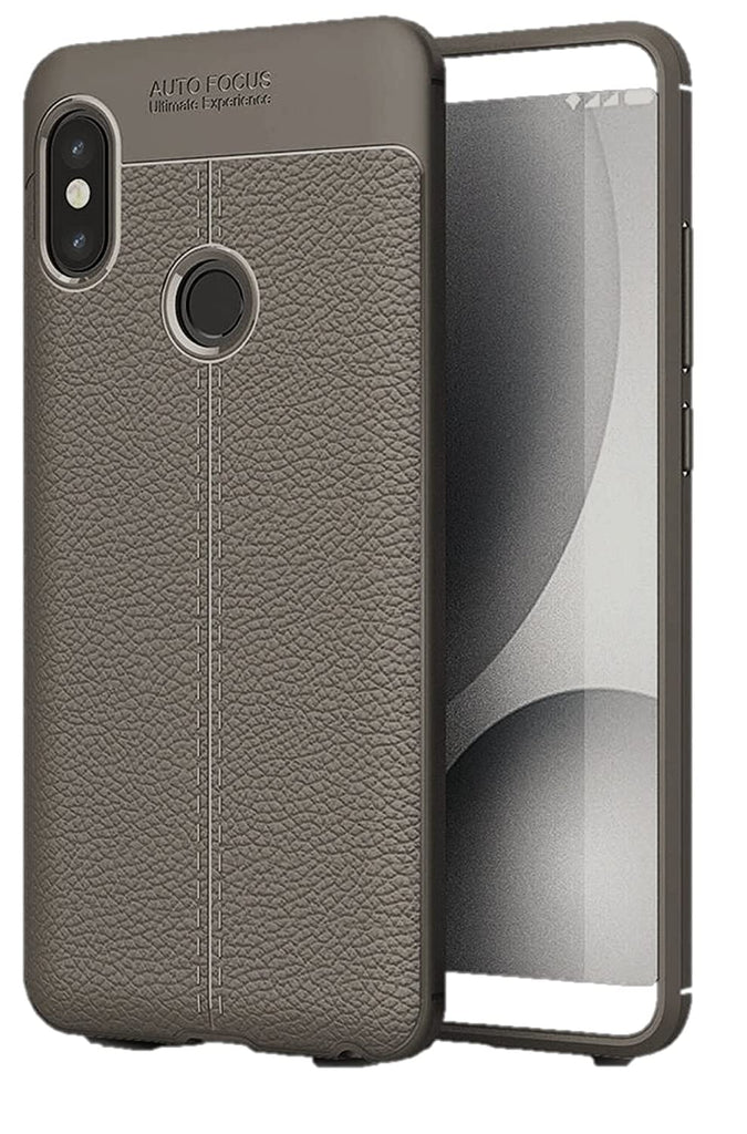 Back Cover, Drop Tested, TPU (Rubber), Grey, Leather, Leather Armor TPU, ₹500 - ₹699, Solid, Slim Design, Redmi Note 5 Pro, Xiaomi