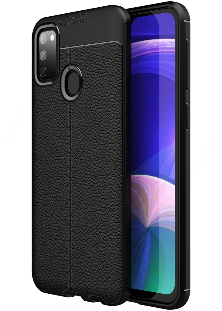 Samsung Galaxy M21 2021 Edition, Samsung Galaxy M21, M30s (6.4 inch) Back Cover | Vegan Leather Series, Black
