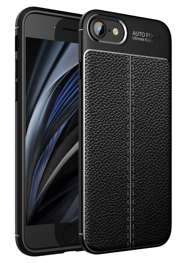 Apple, Back Cover, Drop Tested, TPU (Rubber), black, iphone 6, iphone 6s, iphone 7, iphone 8, IPHONE SE 2020, Leather, Leather Armor TPU, ₹500 - ₹699, Solid, Slim Design, 