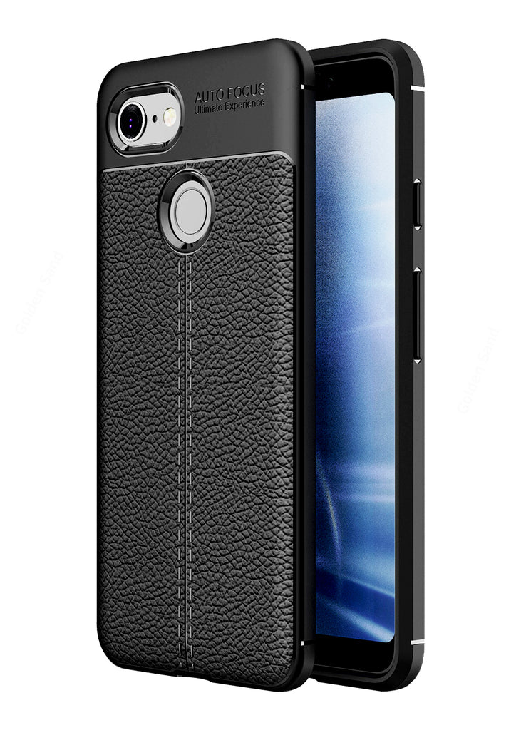 Back Cover, Drop Tested, TPU (Rubber), black, Google, Leather, Leather Armor TPU, ₹500 - ₹699, Solid, Slim Design, Pixel 3, 
