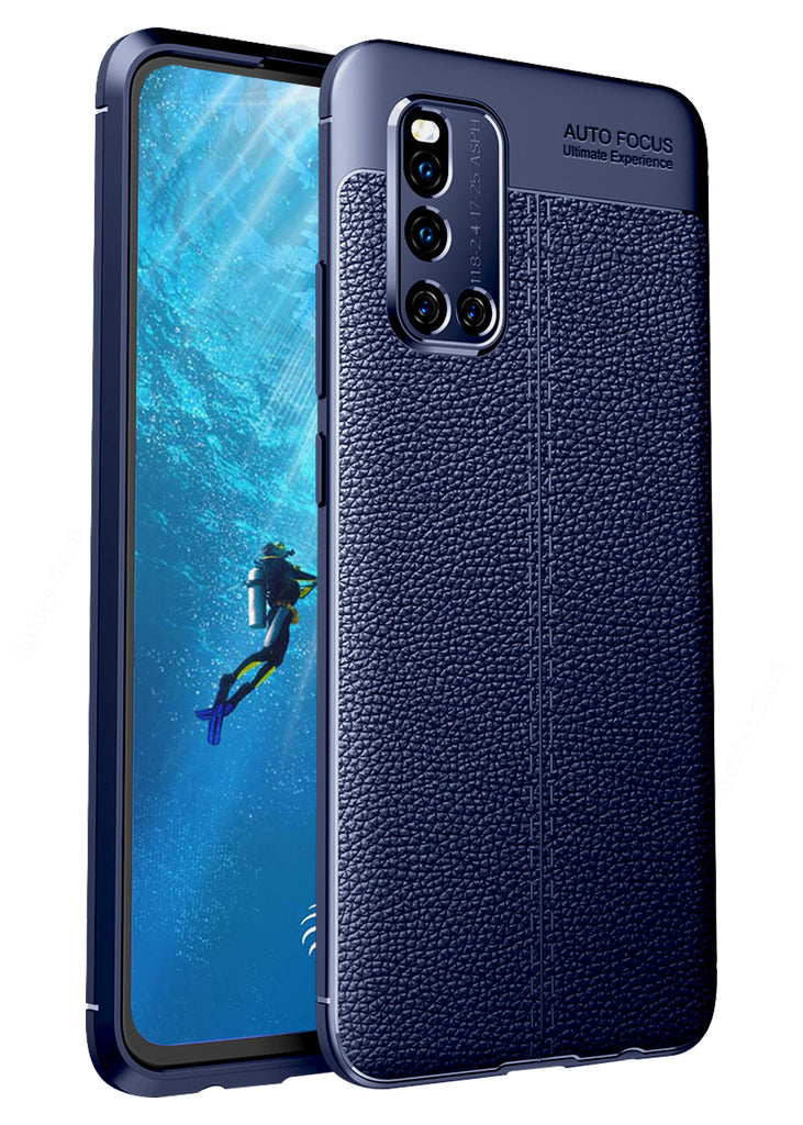Back Cover, Drop Tested, TPU (Rubber), blue, Leather, Leather Armor TPU, ₹500 - ₹699, Solid, Slim Design, , vivo, vivo v19