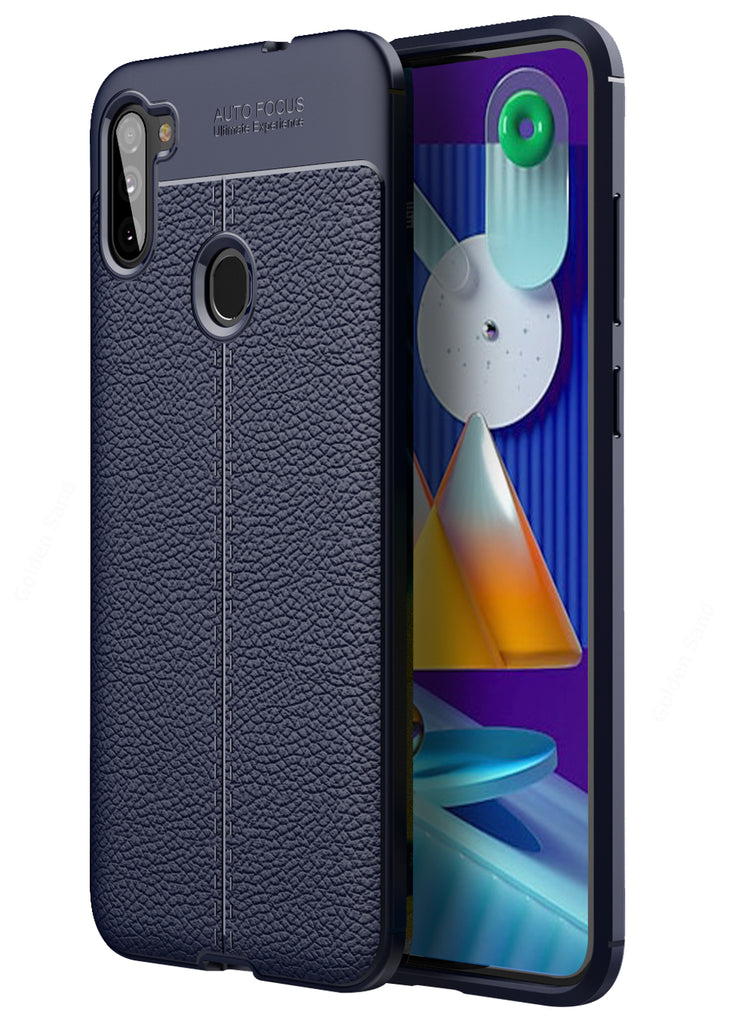 Samsung Galaxy M11 (6.4 inch) Back Cover | Vegan Leather Series, Blue