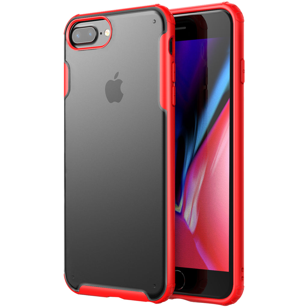 Apple, Back Cover, Drop Tested, TPU (Rubber), iphone 6 Plus, iphone 7 Plus, iphone 8 Plus,  ₹500 - ₹699, red, rugged frosted, PolyCarbonate (Plastic), Slim Design, translucent