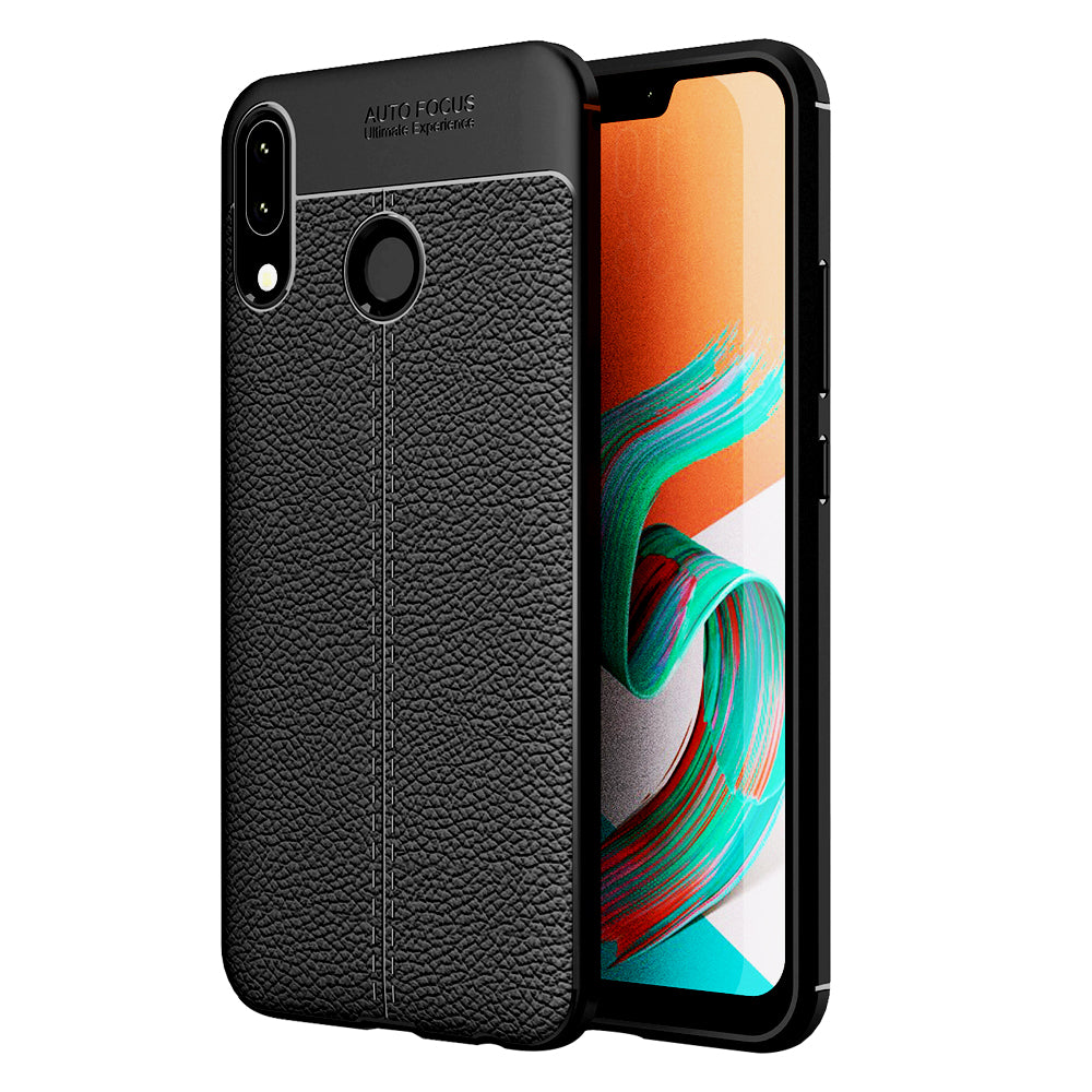 Asus, Back Cover, Drop Tested, TPU (Rubber), black, Leather, Leather Armor TPU, ₹500 - ₹699, Solid, Slim Design, , Zenfone 5Z