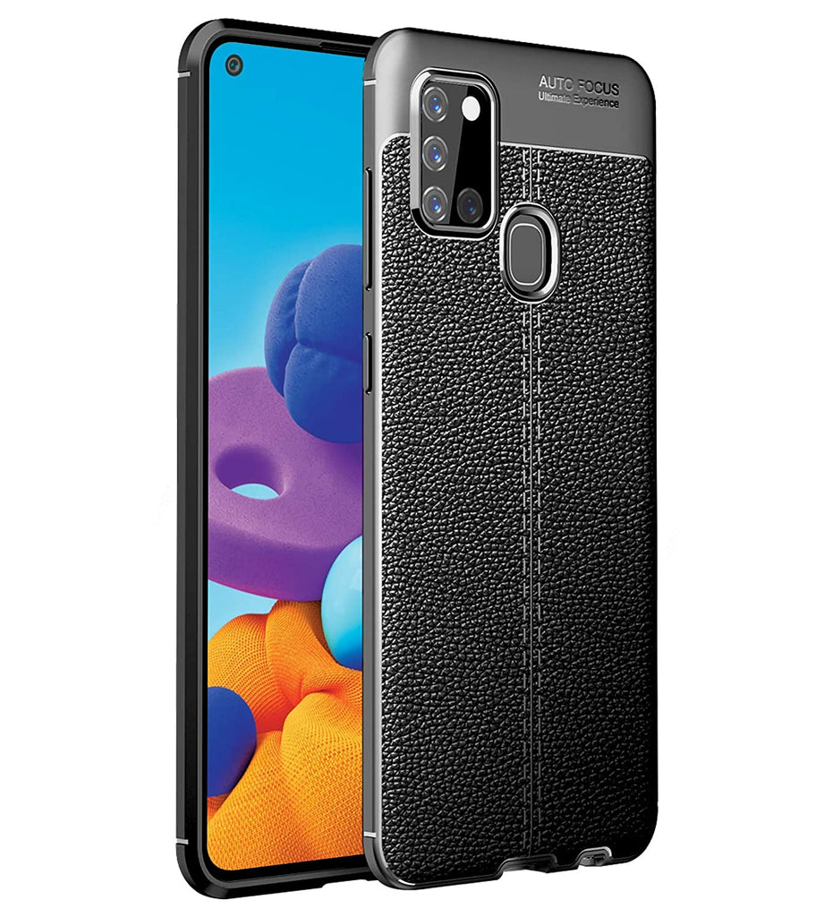 Samsung Galaxy A21s (6.5 inch) Back Cover | Vegan Leather Series, Black