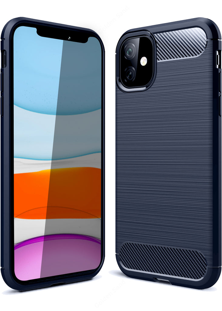 apple, Back Cover, Drop Tested, TPU (Rubber), blue, Carbon Fibre, Solid, Slim Design, iPhone 11, ₹0 - ₹499