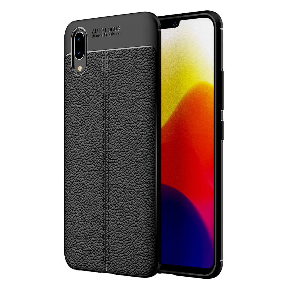 Back Cover, Drop Tested, TPU (Rubber), black, Leather, Leather Armor TPU, ₹500 - ₹699, Solid, Slim Design, vivo, Vivo X21