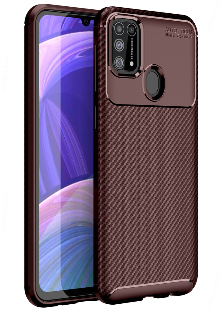 Aramid Fibre, ₹500 - ₹699, Solid, Slim Design, Back Cover, Drop Tested, TPU (Rubber), brown, Galaxy M31, , samsung