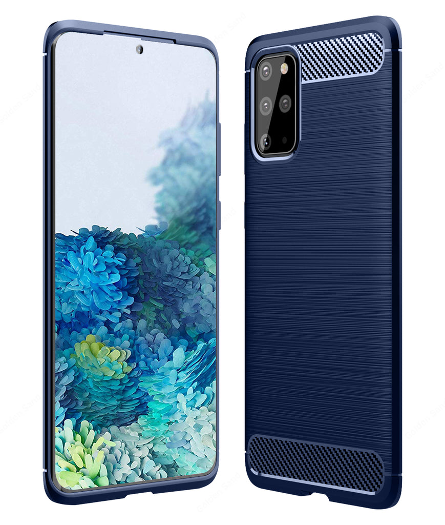 Carbon Fibre Series Shockproof Armor Back Cover for Samsung Galaxy S20 Plus 6.7 inch, Blue