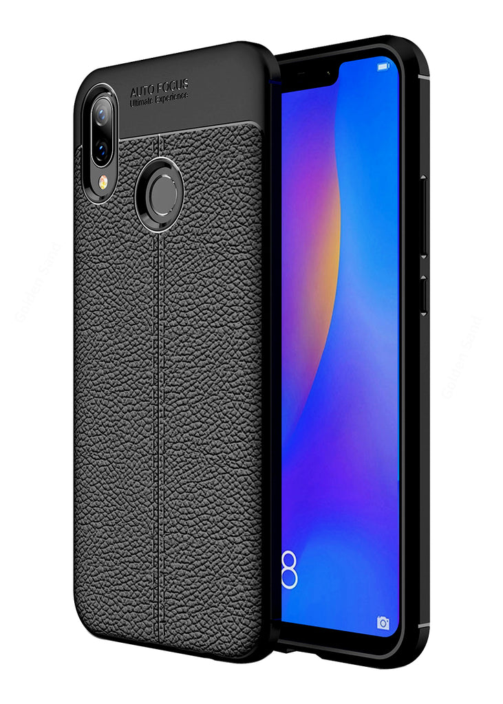Back Cover, Drop Tested, TPU (Rubber), black, Huawei, Leather, Nova 3i, Leather Armor TPU, ₹500 - ₹699, Solid, Slim Design