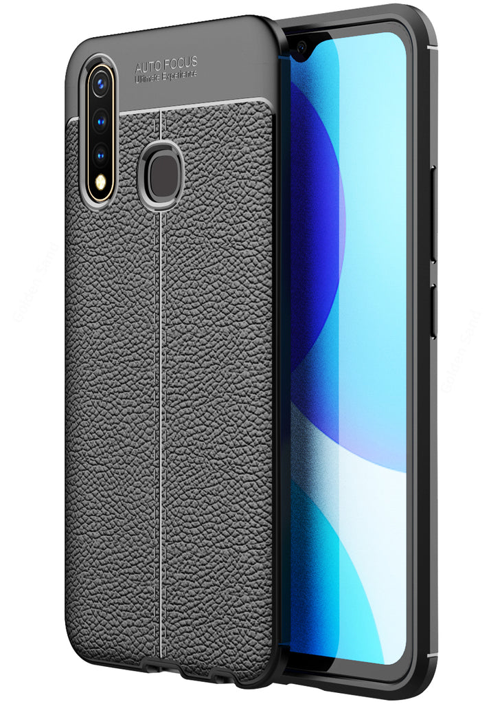 Vivo U20, Vivo Y19 (6.53 inch) Back Cover | Vegan Leather Series, Black