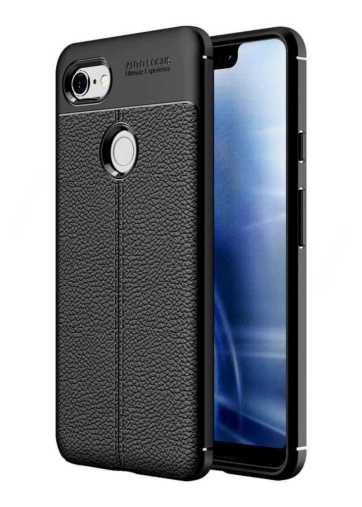 Back Cover, Drop Tested, TPU (Rubber), black, Google, Leather, Leather Armor TPU, ₹500 - ₹699, Solid, Slim Design, Pixel 3 XL, 