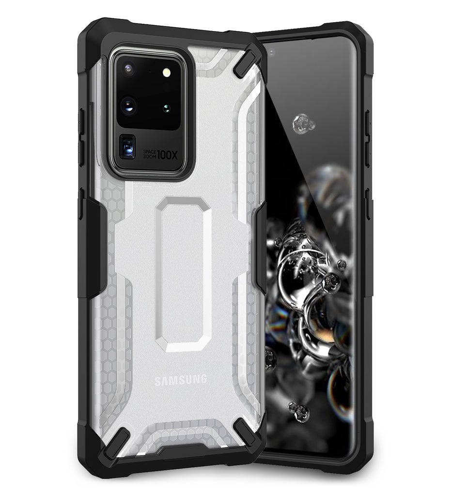 Back Cover, Drop Tested, TPU (Rubber), Drop Defense Pro, ₹700 - ₹999, PolyCarbonate (Plastic), Ultra Protection, , s20 ultra, samsung, translucent, white