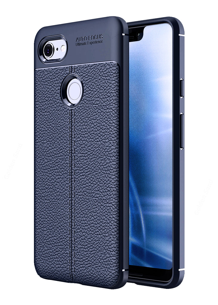 Back Cover, Drop Tested, TPU (Rubber), blue, Google, Leather, Leather Armor TPU, ₹500 - ₹699, Solid, Slim Design, Pixel 3 XL, 