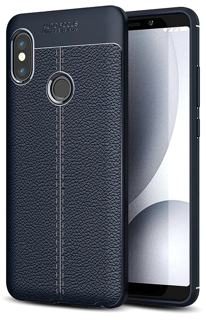 Back Cover, Drop Tested, TPU (Rubber), blue, Leather, Leather Armor TPU, ₹500 - ₹699, Solid, Slim Design, Redmi Note 5 Pro, Xiaomi