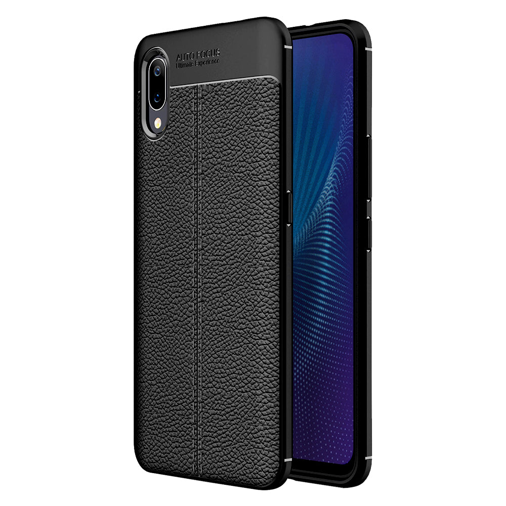 Back Cover, Drop Tested, TPU (Rubber), black, Leather, Leather Armor TPU, ₹500 - ₹699, Solid, Slim Design, vivo, Vivo Nex
