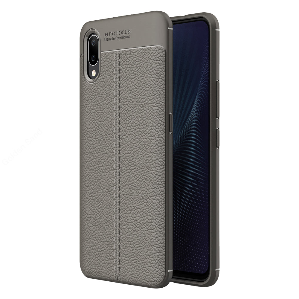 Back Cover, Drop Tested, TPU (Rubber), Grey, Leather, Leather Armor TPU, ₹500 - ₹699, Solid, Slim Design, vivo, Vivo Nex