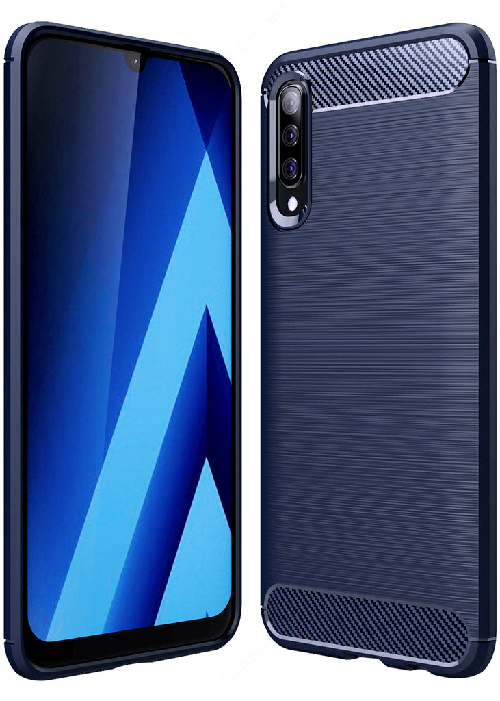 Carbon Fibre Series Shockproof Armor Back Cover for Samsung Galaxy A50s, A50, A30s 6.4 inch, Blue