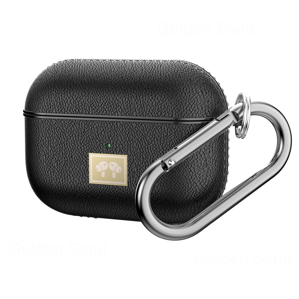 Leather Textured TPU Flexible Slim Protective Case Cover for Apple Airpods Pro - Black