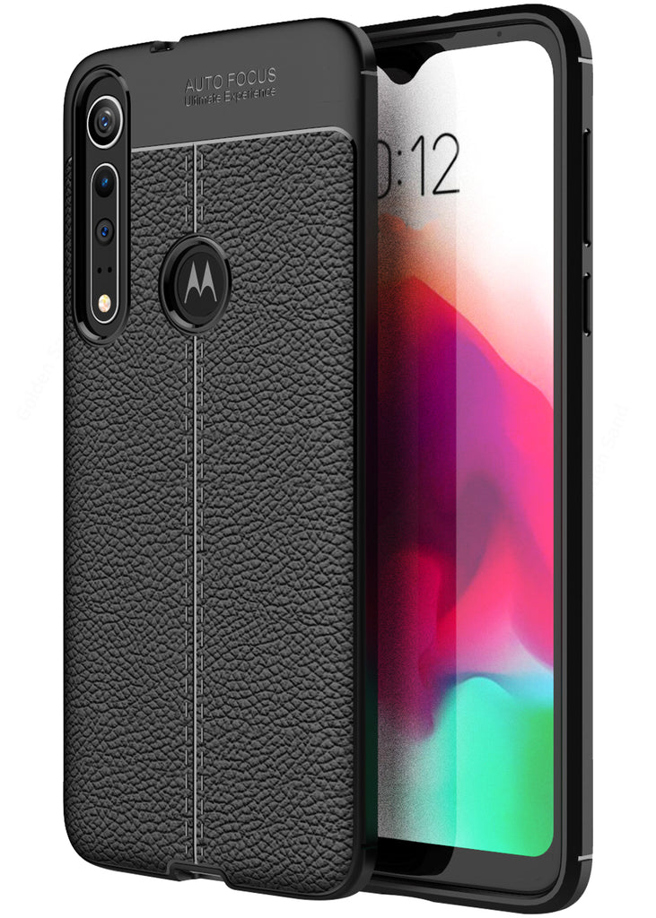 Moto One Macro (6.2 inch) Back Cover | Vegan Leather Series, Black