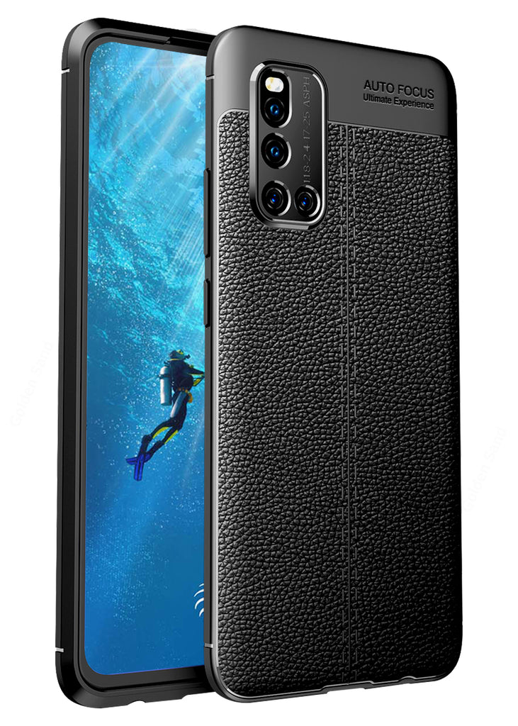 Back Cover, Drop Tested, TPU (Rubber), black, Leather, Leather Armor TPU, ₹500 - ₹699, Solid, Slim Design, , vivo, vivo v19