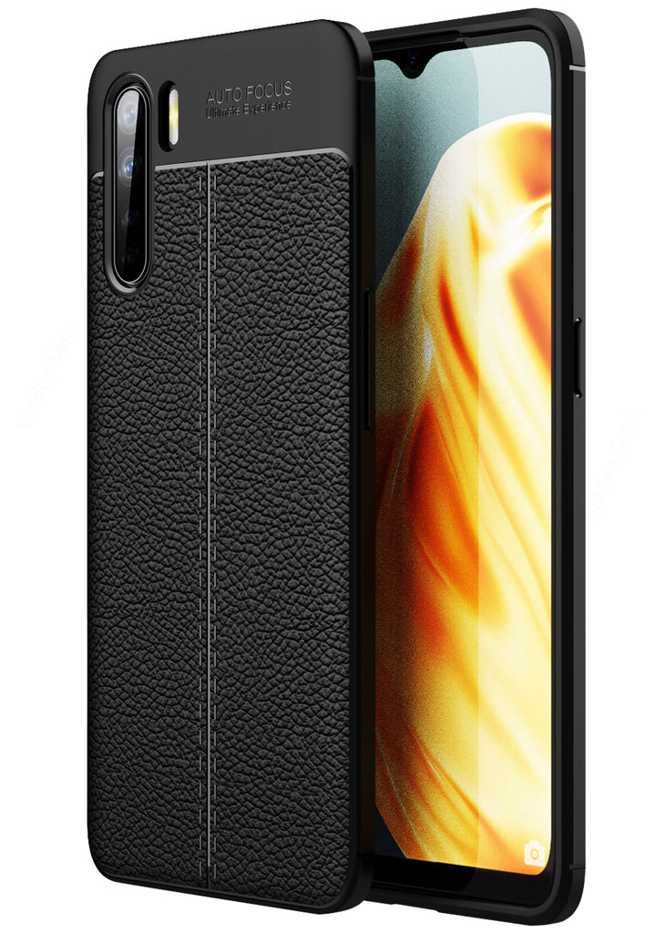 Oppo F15 (6.4 inch) Back Cover | Vegan Leather Series, Black