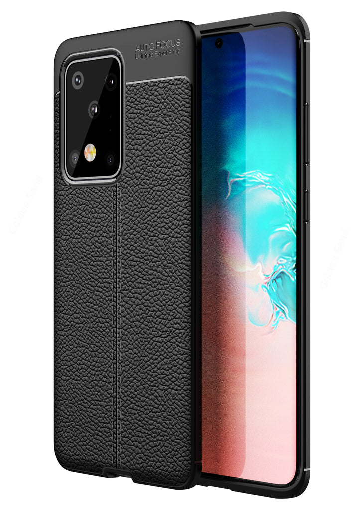 Back Cover, Drop Tested, TPU (Rubber), black, Galaxy s20 Plus, Leather, Leather Armor TPU, ₹500 - ₹699, Solid, Slim Design, , samsung
