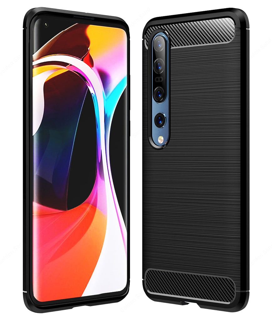 Carbon Fibre Series Shockproof Armor Back Cover for Xiaomi Mi 10 5G, Mi 10 Pro 6.67 inch, Black