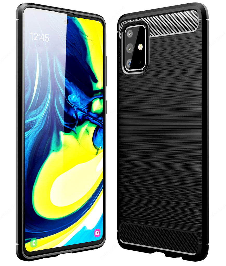 Carbon Fibre Series Shockproof Armor Back Cover for Samsung Galaxy A71 6.7 inch, Black