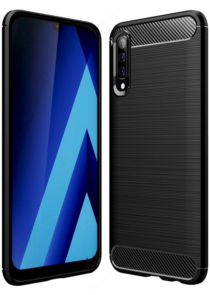 Carbon Fibre Series Shockproof Armor Back Cover for Samsung Galaxy A50s, A50, A30s 6.4 inch, Black