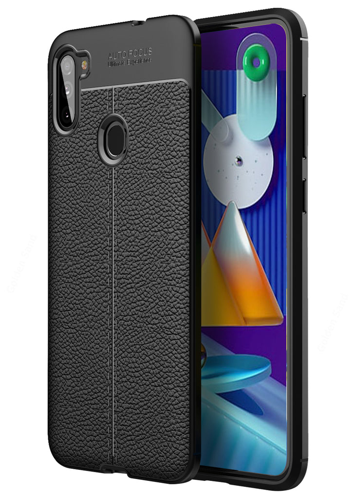 Samsung Galaxy M11 (6.4 inch) Back Cover | Vegan Leather Series, Black