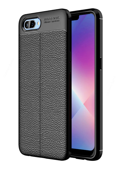 Back Cover, Drop Tested, TPU (Rubber), black, Leather,  realme 2, Leather Armor TPU, ₹500 - ₹699, Solid, Slim Design
