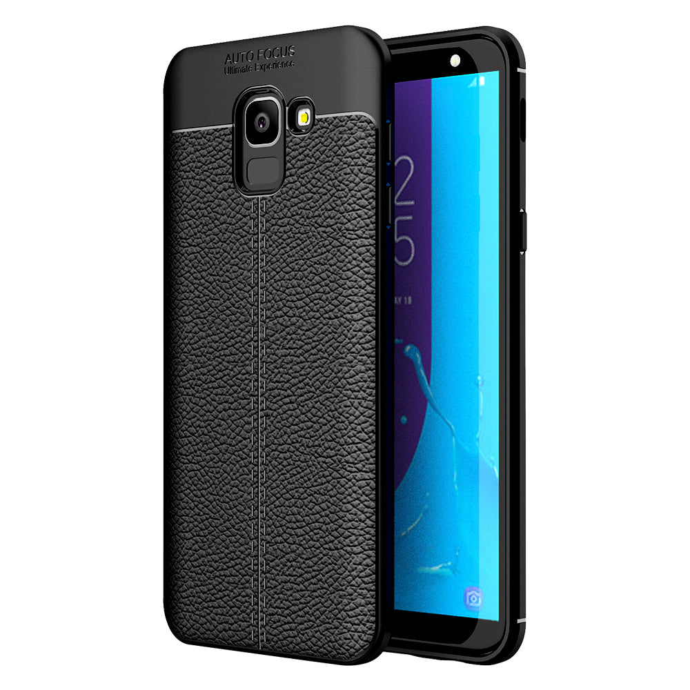 Back Cover, Drop Tested, TPU (Rubber), black, Galaxy J6, Galaxy J6 2018, Galaxy On 6, Leather, Leather Armor TPU, ₹500 - ₹699, Solid, Slim Design, , samsung