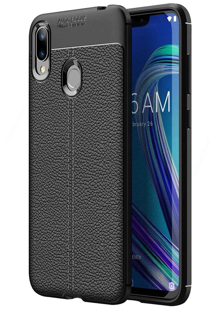 Asus Zenfone Max M2 Pro Back Cover | Vegan Leather Series, Midnight Black