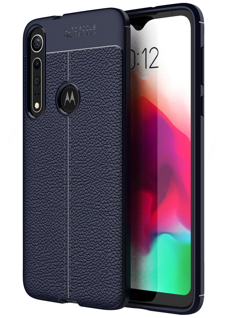 Moto One Macro (6.2 inch) Back Cover | Vegan Leather Series, Blue