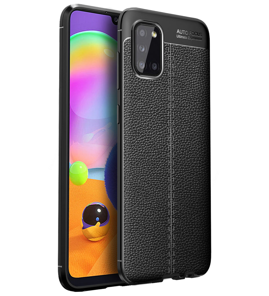 Samsung Galaxy A31 (6.4 inch) Back Cover | Vegan Leather Series, Black