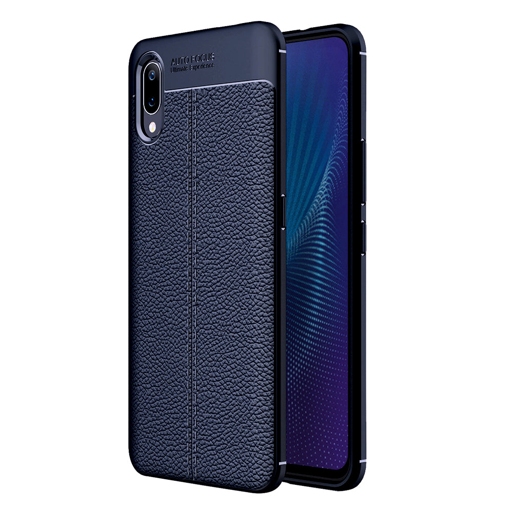 Back Cover, Drop Tested, TPU (Rubber), blue, Leather, Leather Armor TPU, ₹500 - ₹699, Solid, Slim Design, vivo, Vivo Nex