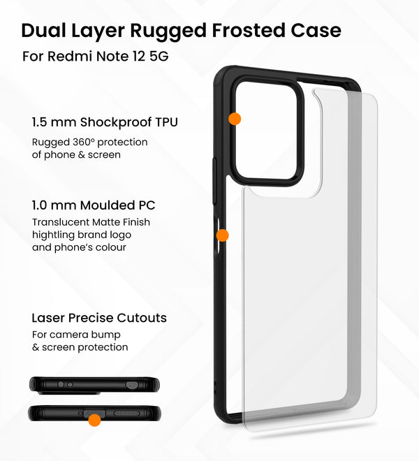 POCO X5 5G (6.67 inch) Back Cover | Rugged Frosted Series, Black