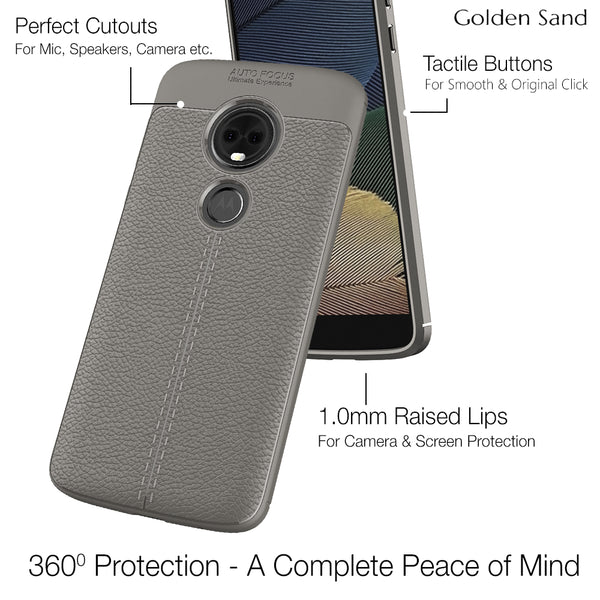Moto G6 Play (5.7 inch) Back Cover | Vegan Leather Series, Grey