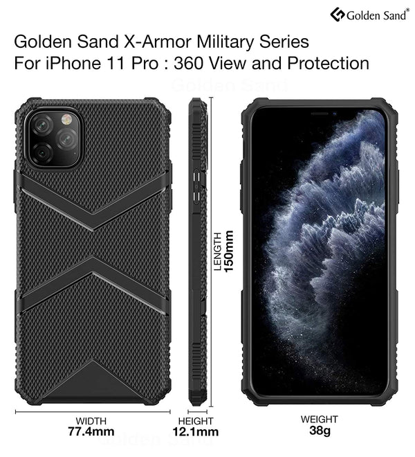 X-Armor Military Series Shock Proof Back Cover for Apple iPhone 11 Pro 5.8 inch, Black