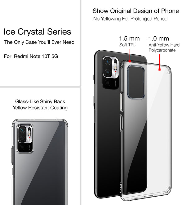 Poco M3 Pro 5G (6.5 inch) Back Cover | Ice Crystal Series [Anti Yellow], Black Clear