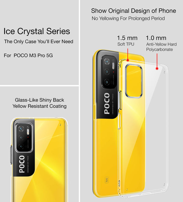 Poco M3 Pro 5G (6.5 inch) Back Cover | Ice Crystal Series, Crystal Clear