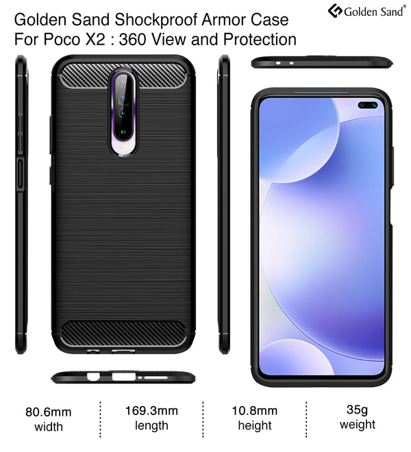 Carbon Fibre Series Shockproof Armor Back Cover for Xiaomi Poco X2, Redmi K30 6.67 inch, Black