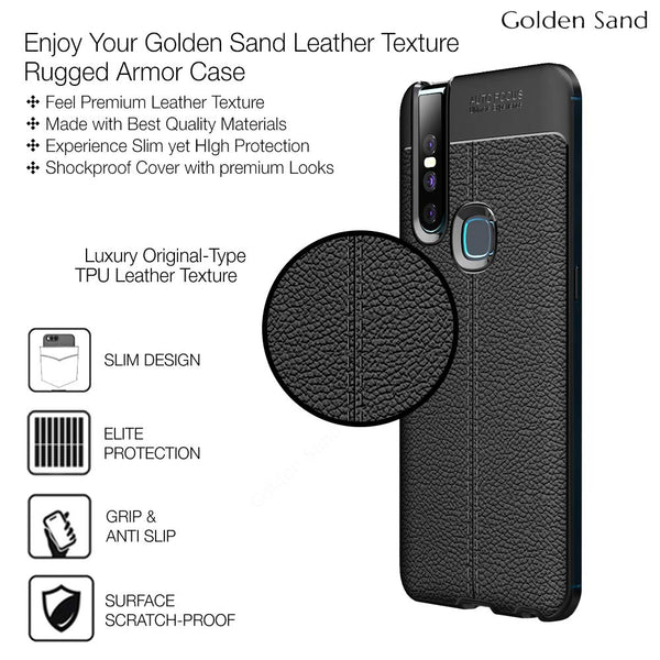 Vivo V15 4G (6.53 inch) Back Cover | Vegan Leather Series, Black