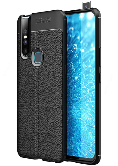 Vivo V15 4G (6.53 inch) Back Cover | Vegan Leather Series, Black