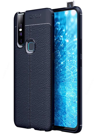 Vivo V15 4G (6.53 inch) Back Cover | Vegan Leather Series, Blue