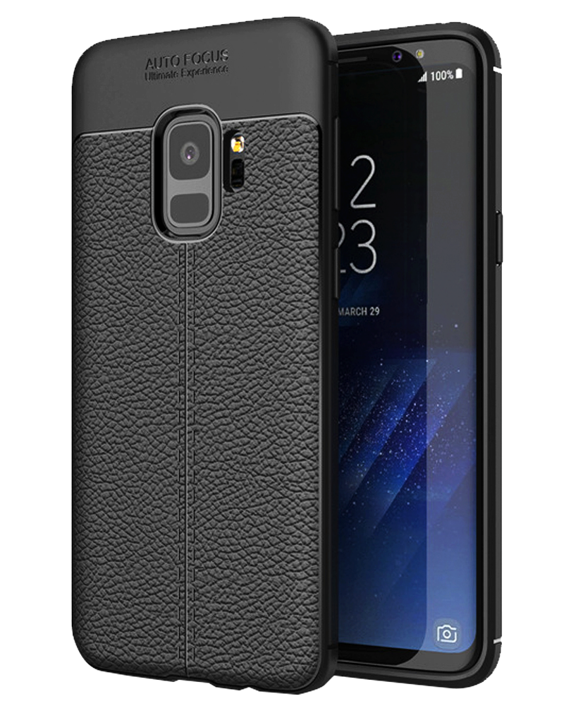 Back Cover, Drop Tested, TPU (Rubber), black, galaxy S9, Leather, Leather Armor TPU, ₹500 - ₹699, Solid, Slim Design, , samsung