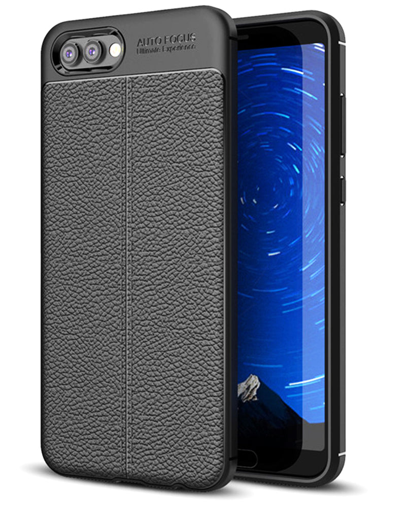 Back Cover, Drop Tested, TPU (Rubber), black, Honor V10, Huawei, Leather, Leather Armor TPU, ₹500 - ₹699, Solid, Slim Design