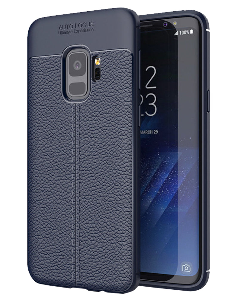 Back Cover, Drop Tested, TPU (Rubber), blue, galaxy S9, Leather, Leather Armor TPU, ₹500 - ₹699, Solid, Slim Design, , samsung