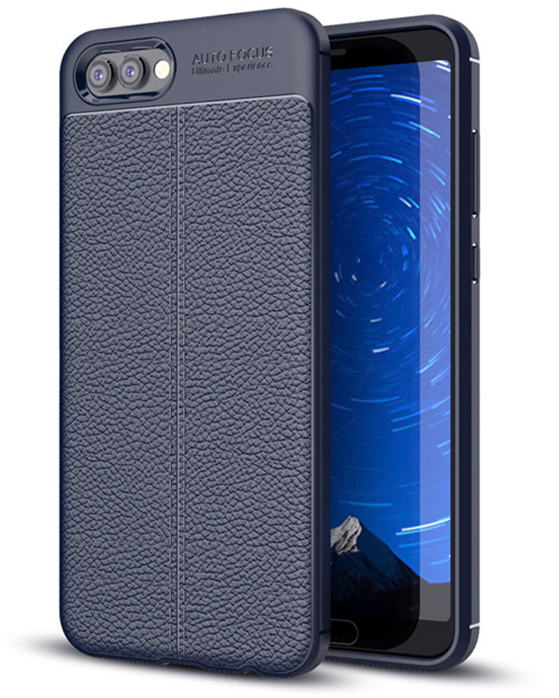 Back Cover, Drop Tested, TPU (Rubber), blue, Honor V10, Huawei, Leather, Leather Armor TPU, ₹500 - ₹699, Solid, Slim Design
